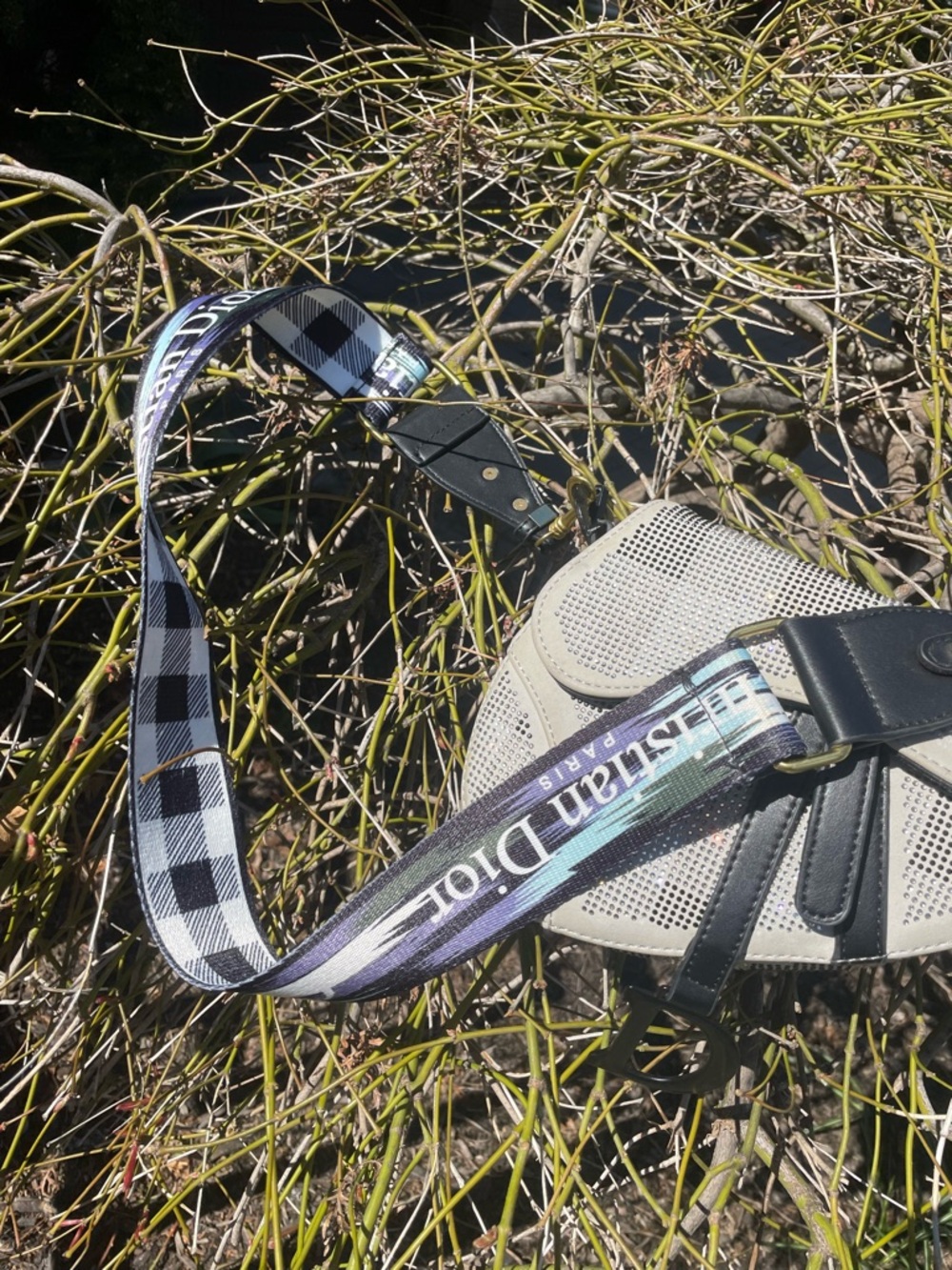 Saddle Bag with Checked Branded Strap - Picture 6 of 17